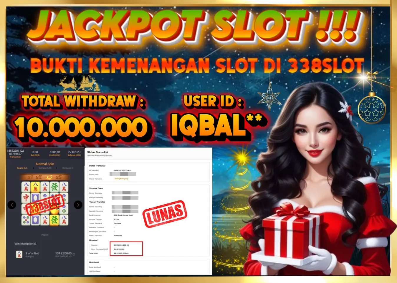338SLOT JACKPOT GAME PG MAHJONG NO.1! Rp 10.000.000 - LUNAS!!!