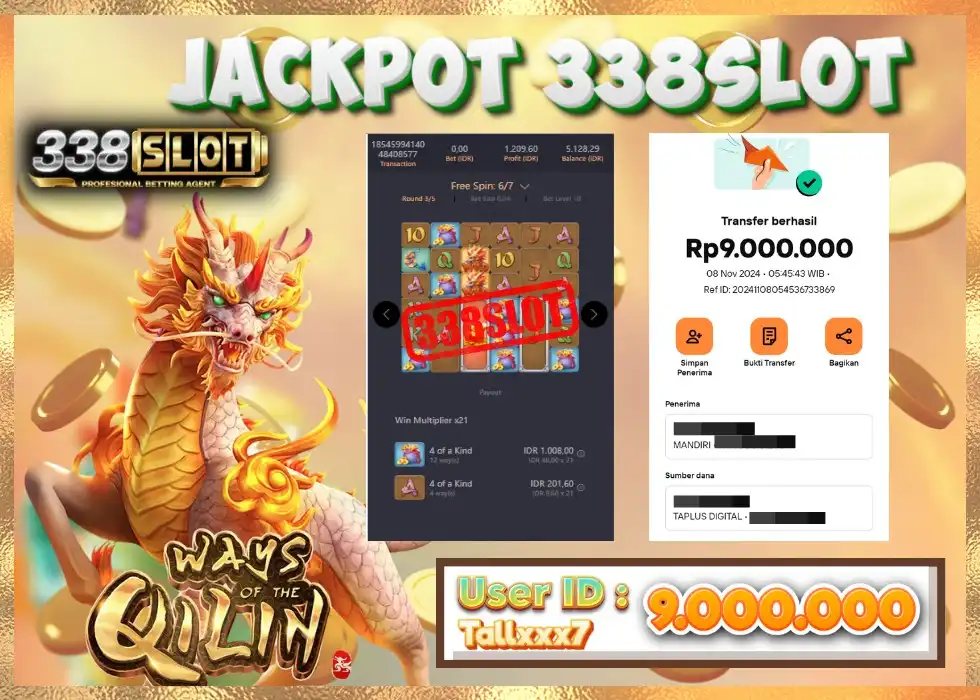 338SLOT JACKPOT GAME SLOT SPEKTAKULER Rp 9.000.000 - LUNAS!!!