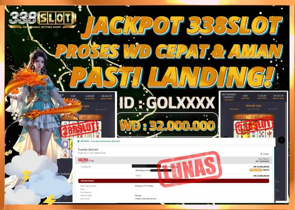 338SLOT JACKPOT GAME PG SOFT MAHJONG! Rp 32.000.000 - LUNAS!!!