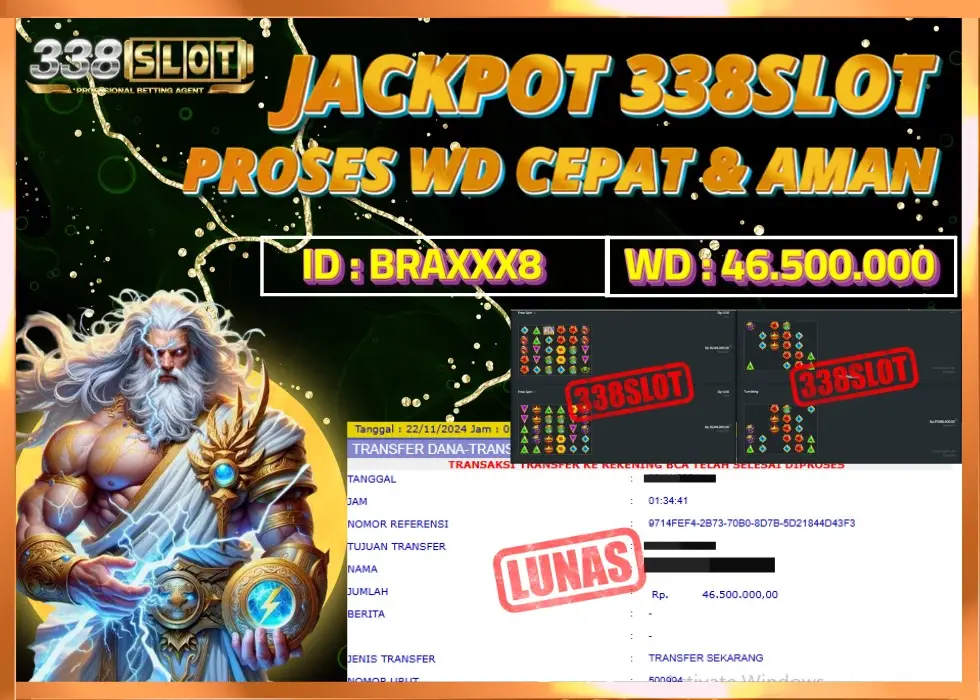 338SLOT JACKPOT GAME SLOT TERBESAR! Rp 46.500.000 - LUNAS!!!