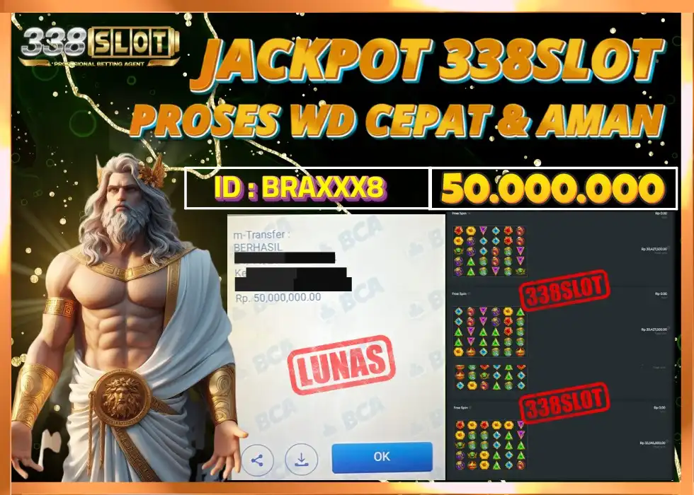 338SLOT JACKPOT GAME SLOT OLYMPUS! Rp 50.000.000 - LUNAS!!!