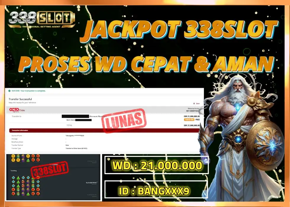 338SLOT JACKPOT GAME SLOT ZEUS WD CEPAT! Rp 21.000.000 - LUNAS!!!